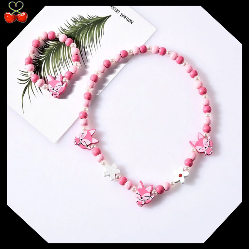 🍒 Natural Wooden Bead 📿 Necklace + Bracelet Set - Picture 4 of 8